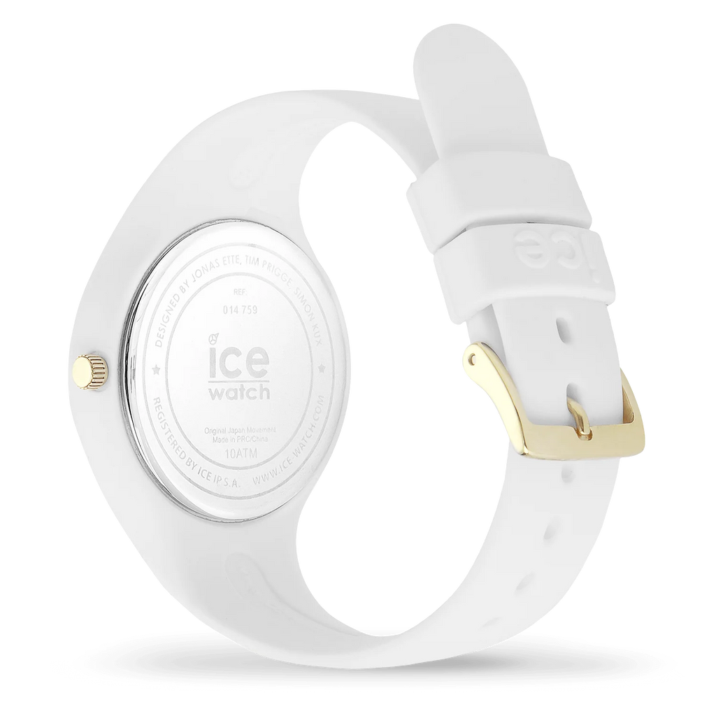 Montre ICE-Watch ICE Glam White Gold – Bracelet silicone blanc & détails dorés
