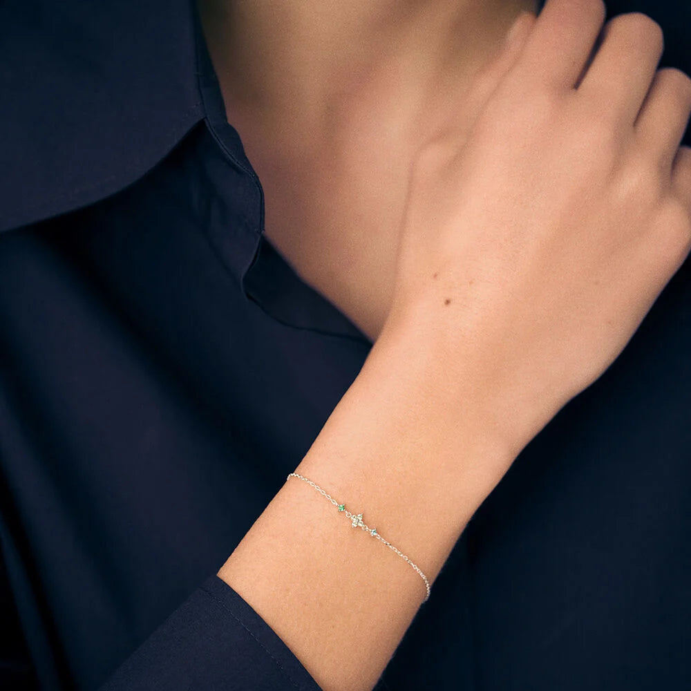 Bracelet BELOVED Agatha Paris en argent 925/1000 rhodié – Fleurs pavées multicolores
