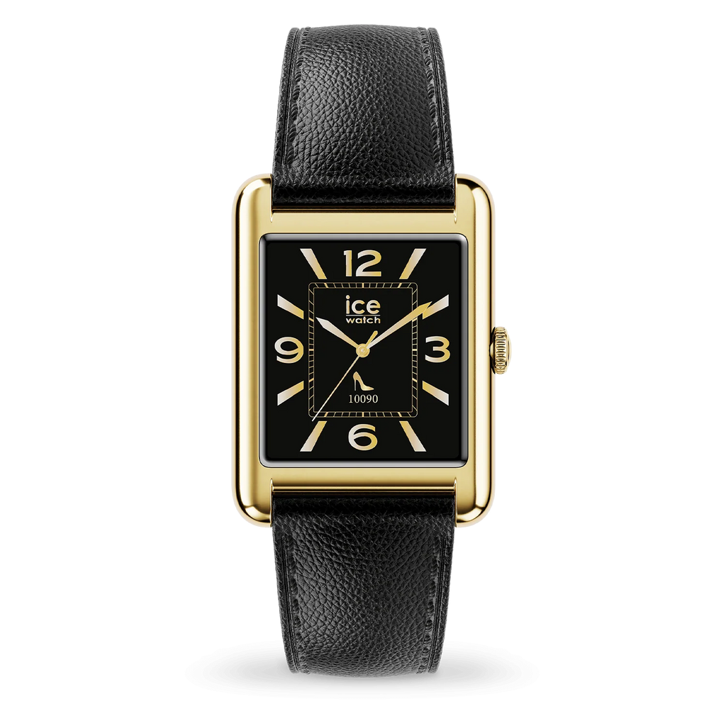 Montre connectée ICE Smart TKS 2.0 Rectangulaire 1.41 – Gold Black, bracelet cuir lisse