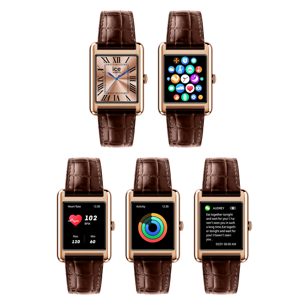 Montre connectée ICE Smart TKS 2.0 Rectangulaire 1.41 – Rose-Gold Brown