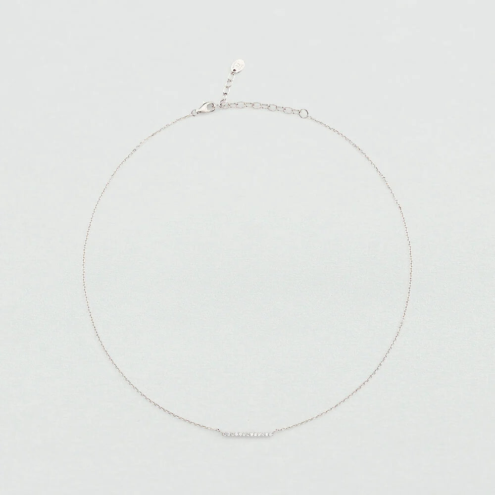 Collier ras du cou BARSHINE Agatha Paris en argent 925/1000 – Barre pavée d’oxydes de zirconium
