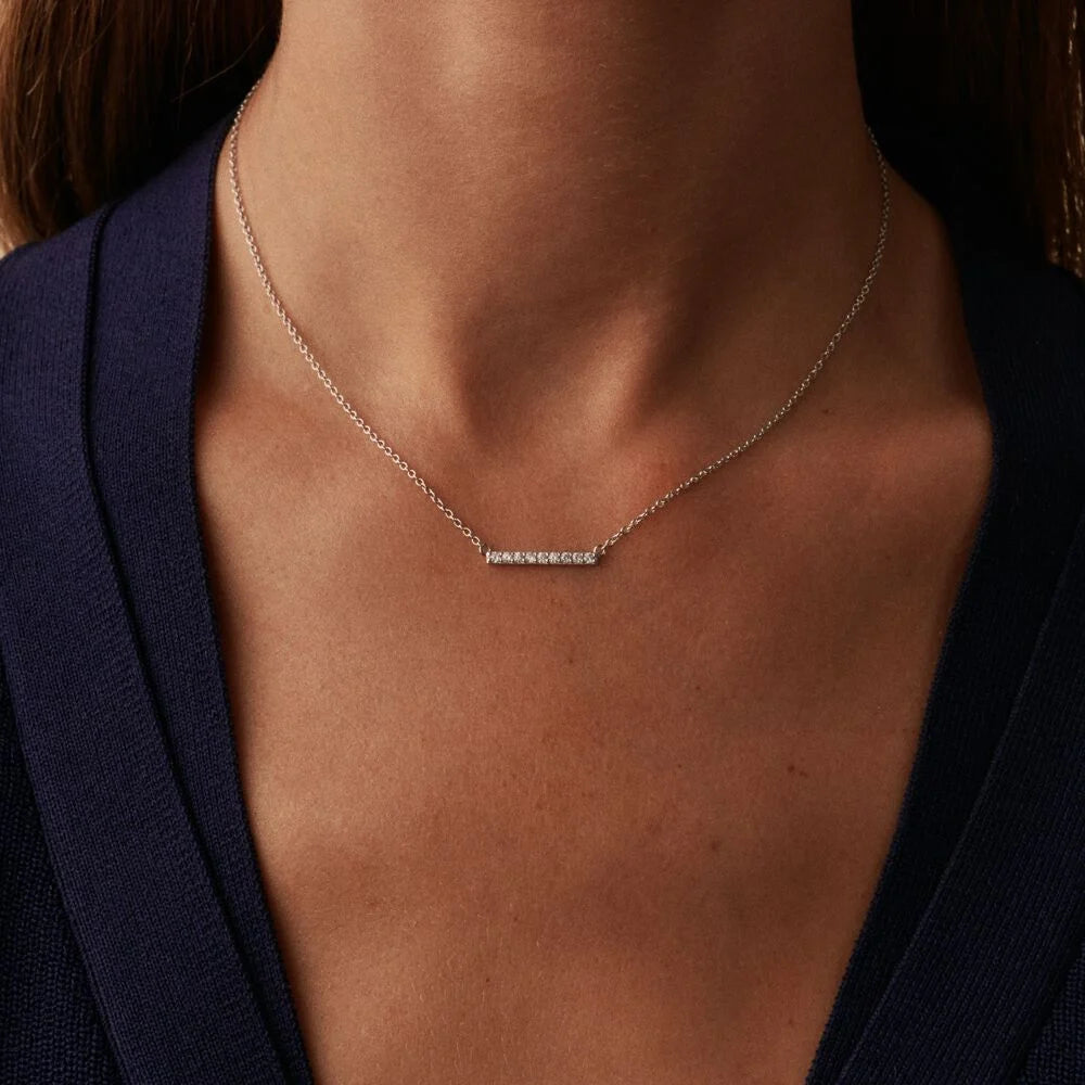Collier ras du cou BARSHINE Agatha Paris en argent 925/1000 – Barre pavée d’oxydes de zirconium
