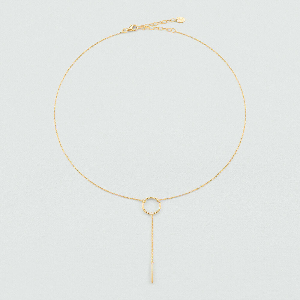 Sautoir PHILRING Agatha Paris en argent 925/1000 doré 750/1000 – Collier Y avec anneau et fil fin

