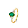 BAGUE OR JAUNE 750 EMERAUDE DIAMANTS