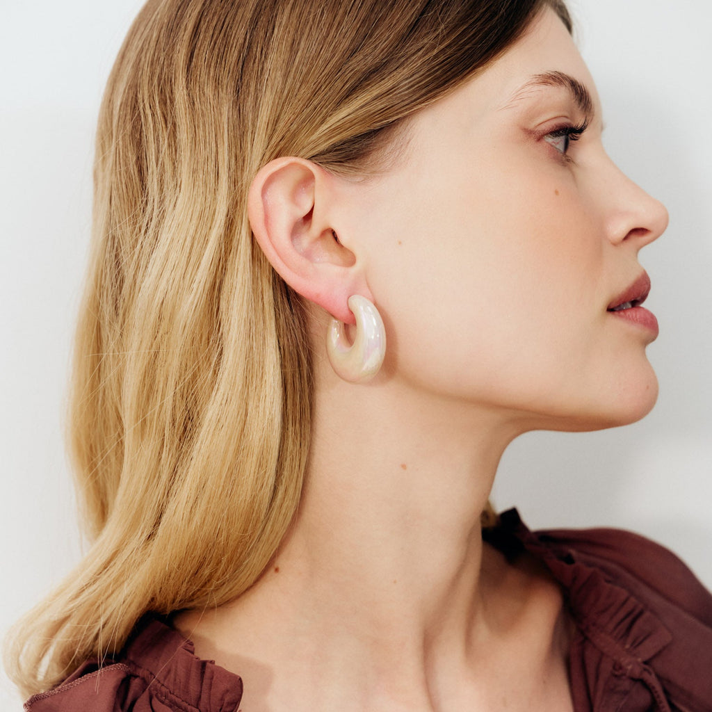 Boucles D'oreilles Moon Earring Iridescent Rose