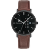 MONTRE PIERRE LANNIER HOMME DATA CADRAN NOIR CUIR BRUN