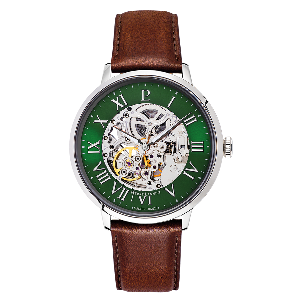 MONTRE PIERRE LANNIER HOMME AUTOMATIC CUIR BRUN