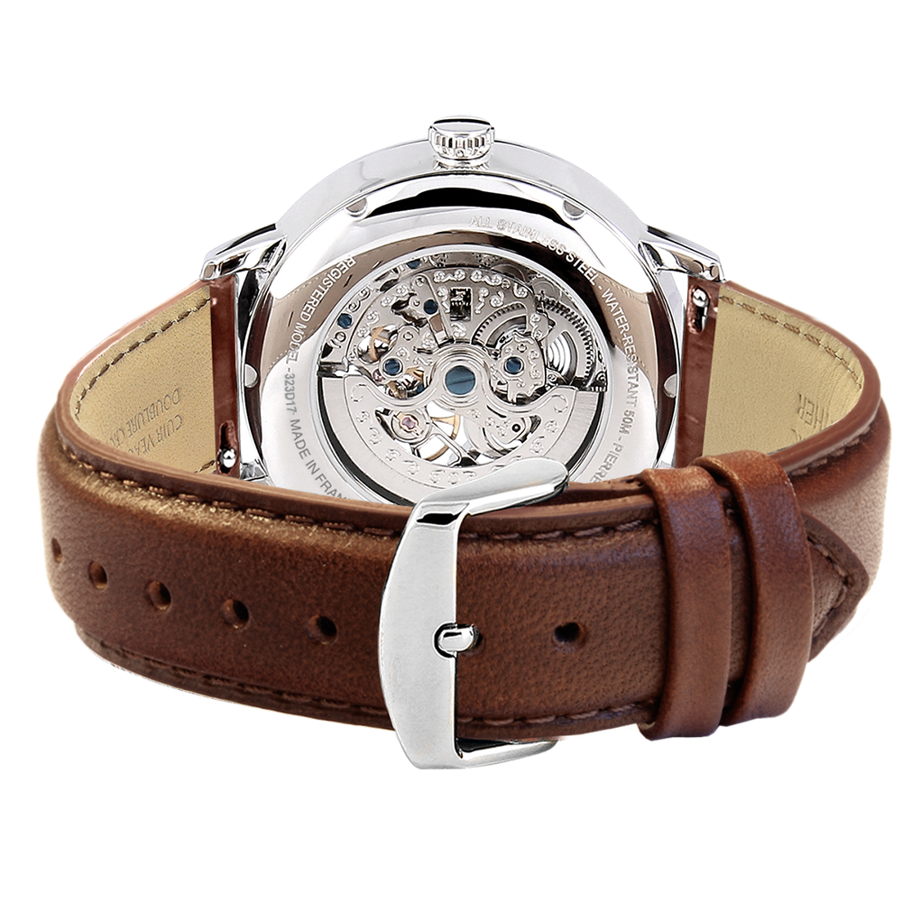 MONTRE PIERRE LANNIER HOMME AUTOMATIC CUIR BRUN