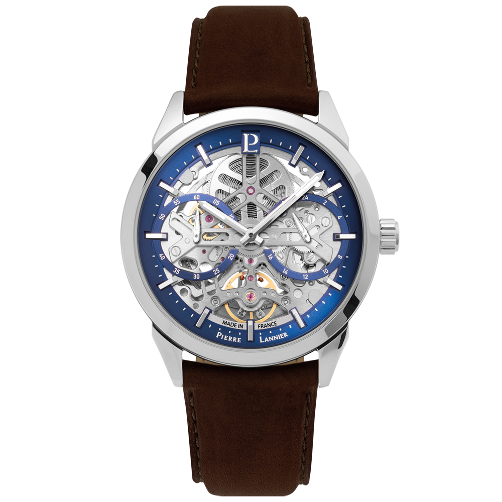 MONTRE PIERRE LANNIER HOMME MONARCK CUIR BRUN