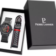COFFRET MONTRE PIERRE LANNIER HOMME PADDOCK ACIER MILANAIS NOIR