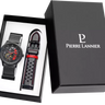 COFFRET MONTRE PIERRE LANNIER HOMME PADDOCK ACIER MILANAIS NOIR