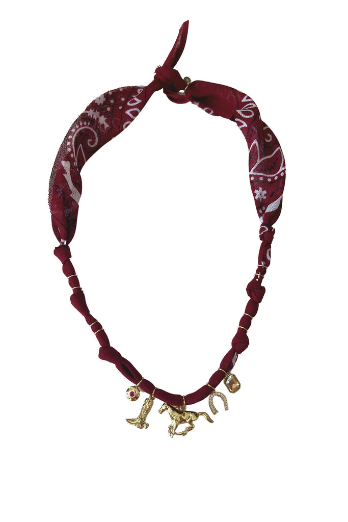 Collier horse Cow-boy lover bordeaux