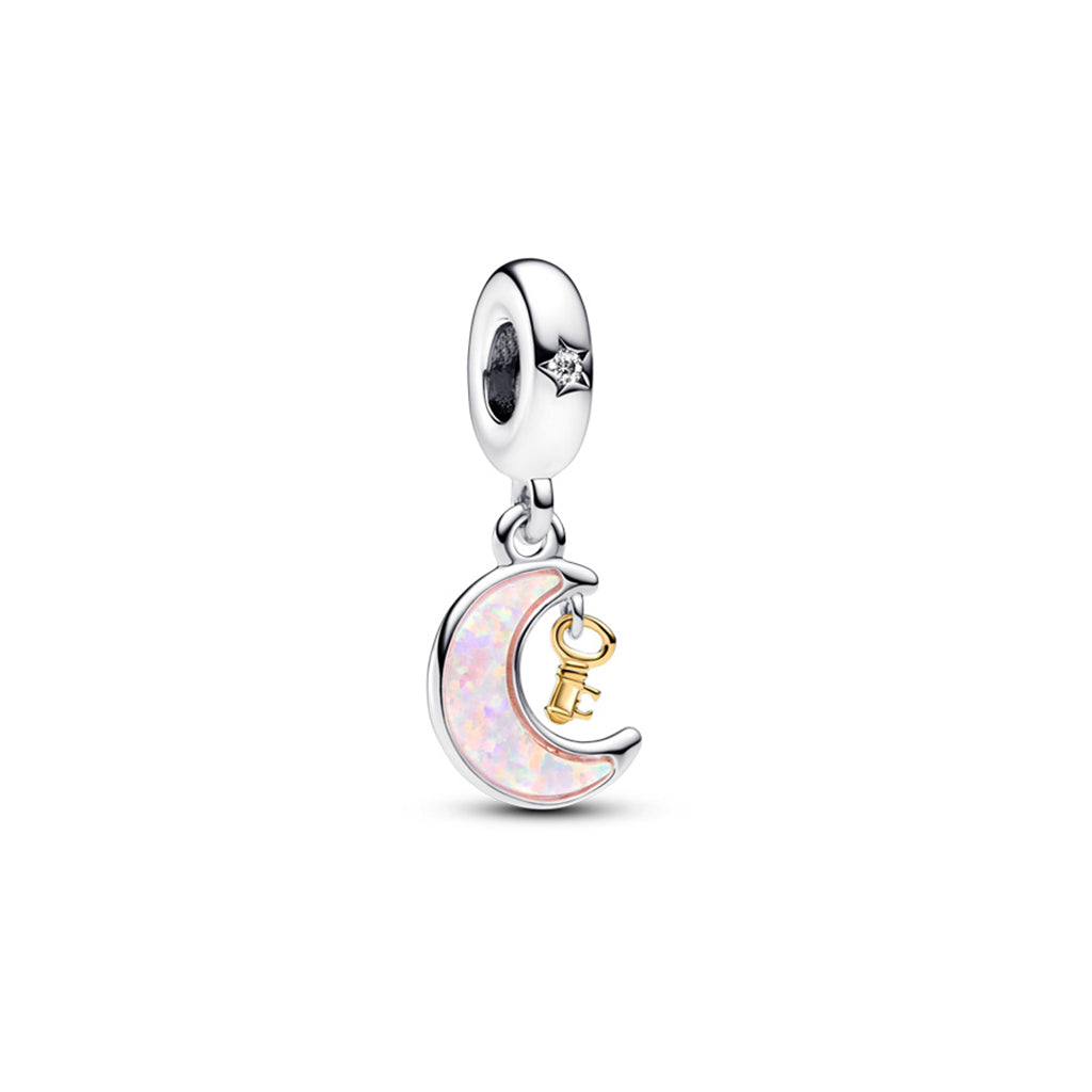 Charm Pandora Pendant Clé et Lune Bimatière