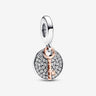 Charm Pandora Pendant Double Clé du Bonheur Bicolore
