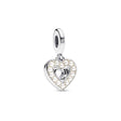 Charm Pandora Pendant Double Cœur Blanc Nacré