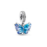 Charm Pandora Pendant Papillon en Verre de Murano Bleu