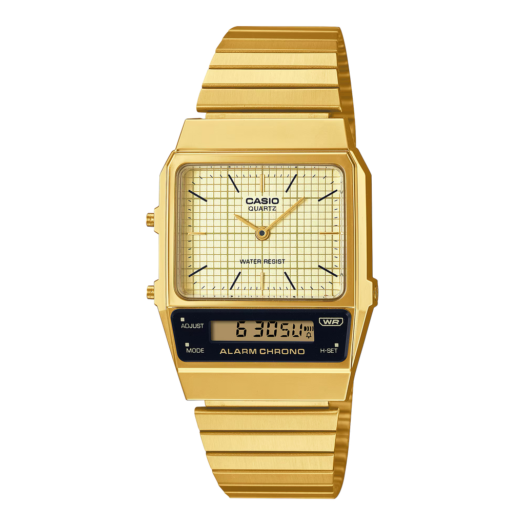 Montre Casio AQ-800EG-9A Edgy Collection Design rétro doré 