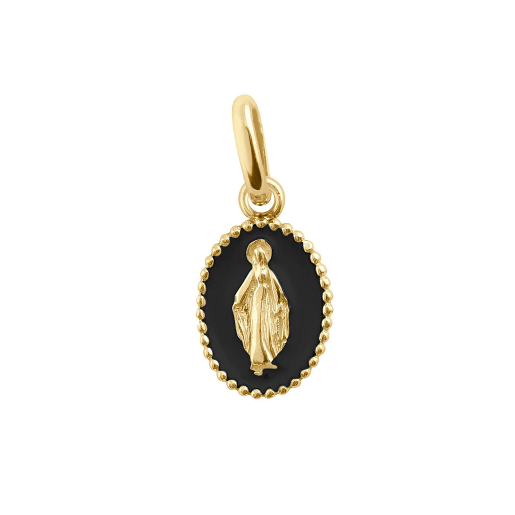 PENDENTIF GIGI CLOZEAU  MADONE OR JAUNE  RESINE NOIRE