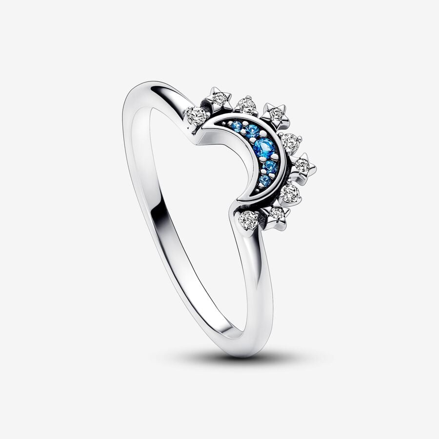 Bague Pandora Céleste Lune Scintillante Bleue