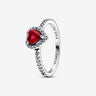 Bague Pandora Cœur Rouge Surélevé