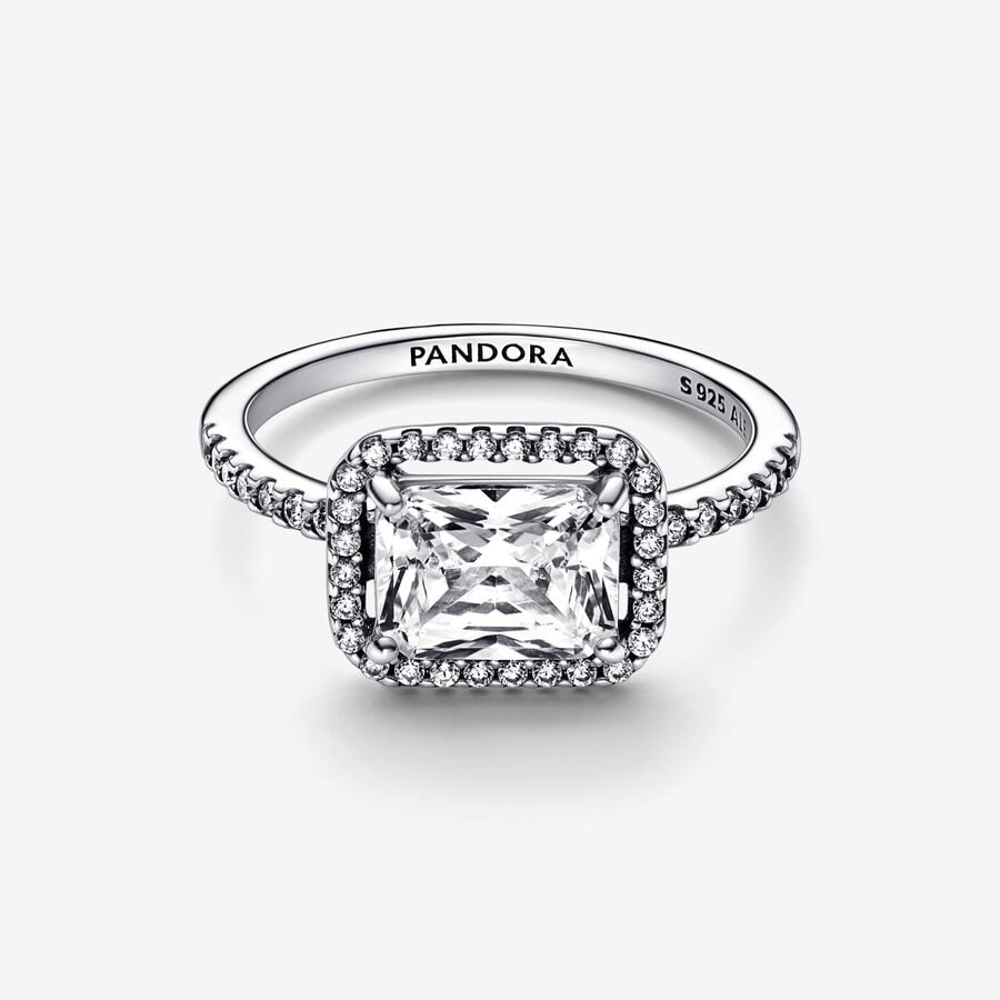 Bague Pandora Halo Scintillant Rectangulaire