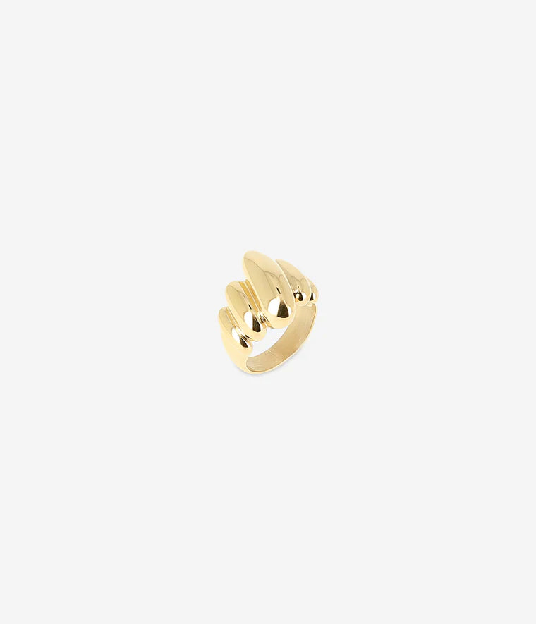Bague Zag Bijoux Trocadéro en acier doré à l’or fin