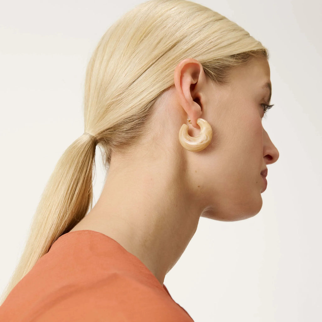 Boucles D'oreilles Moon Earring Crème Brûlée Marble