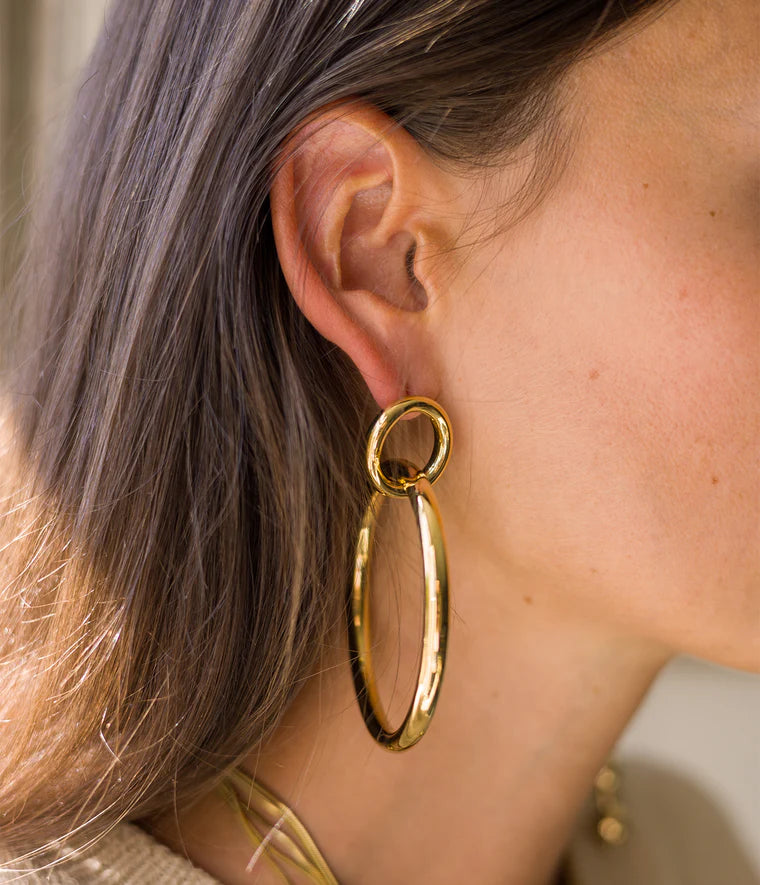 Boucles d’oreilles Adiga Zag Bijoux – Créoles en acier doré à l’or fin
