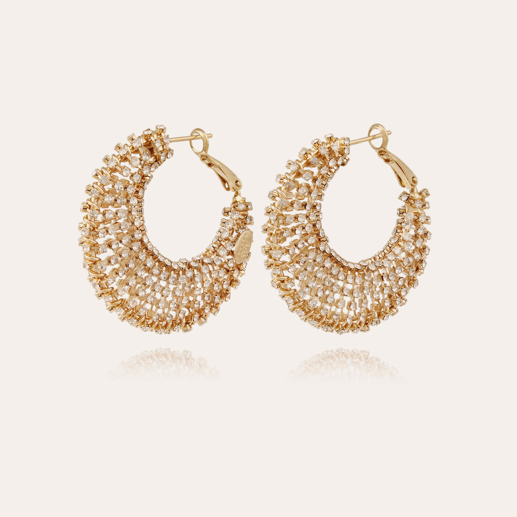 Boucles d'oreilles Izzia strass grand modèle dorées
