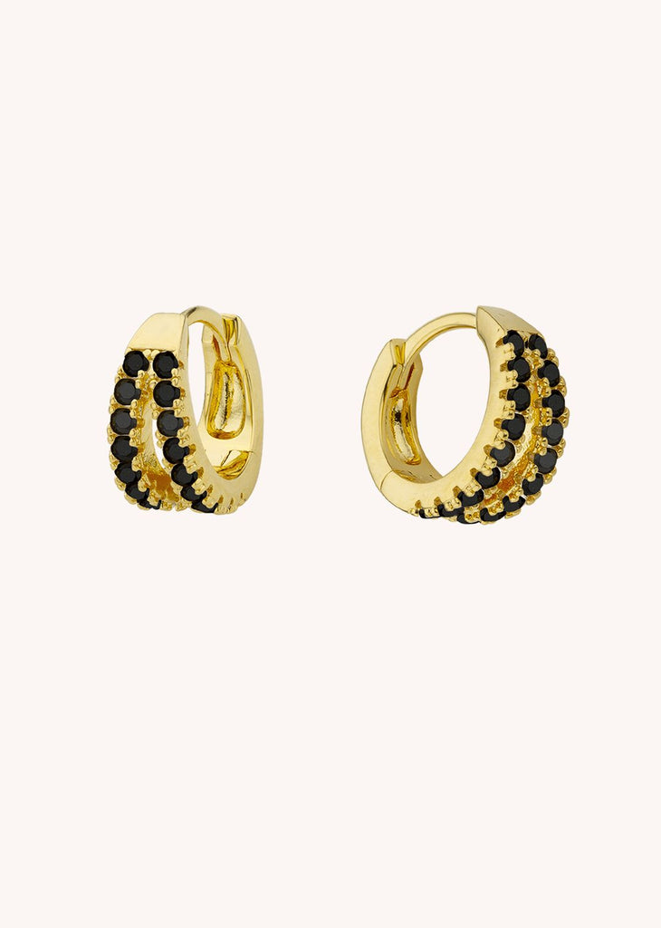 Boucles d’oreilles MYA BAY Black Double Stellar – Dorées à l’or fin recyclé 24 carats

