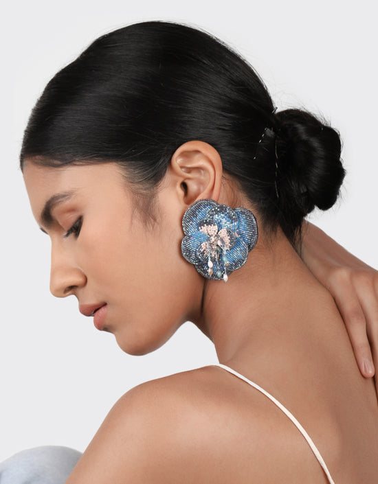 Boucles d'oreilles Olivia Dar Camelia Blue Nude