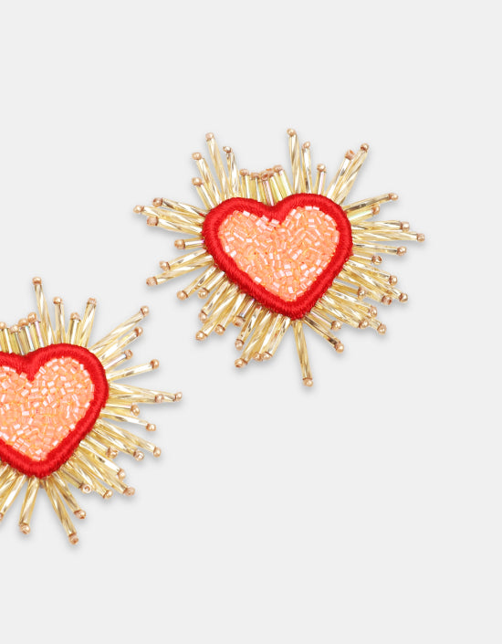 Boucles d'oreilles Olivia Dar Sparkle Heart Large Orange