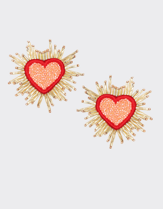 Boucles d'oreilles Olivia Dar Sparkle Heart Large Orange