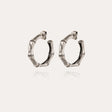 GAS BIJOUX BOUCLES D'OREILLES CREOLES BAMBOU STRASS PETIT MODELE ARGENTEES