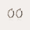 GAS BIJOUX BOUCLES D'OREILLES CREOLES BAMBOU STRASS PETIT MODELE ARGENTEES