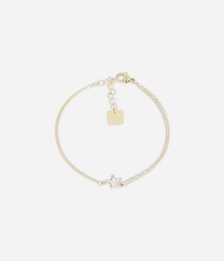 Bracelet Alaris Zag Bijoux – Multi-rangs acier doré & étoile zirconium
