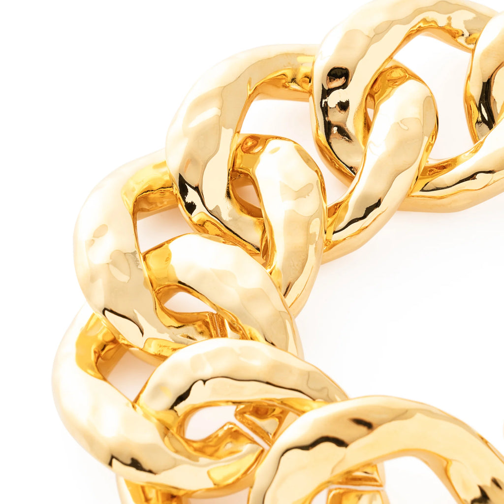 Bracelet Big Hammered doré Vanessa Baroni – maillons larges effet martelé
