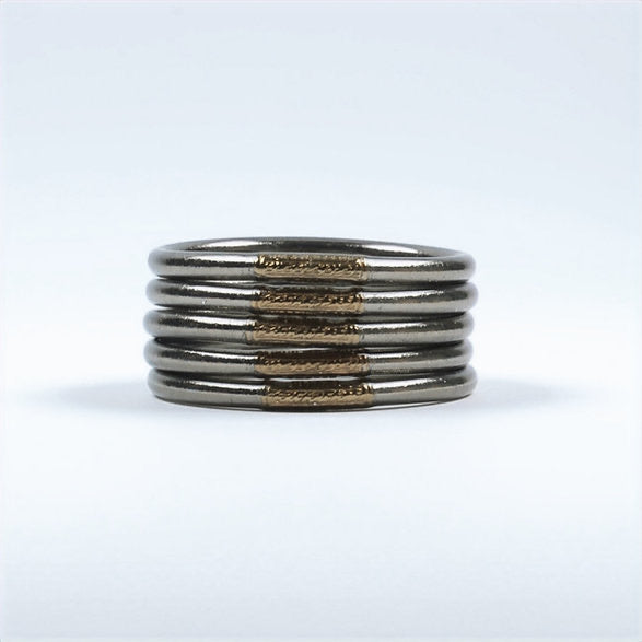 Bracelet Bouddhiste Dark Silver Mantra Gold