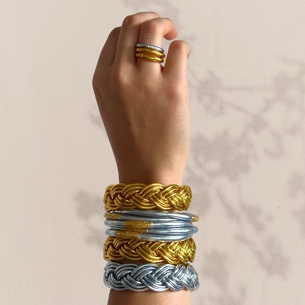 Bracelet Bouddhiste Silver & Mantra Gold Porté