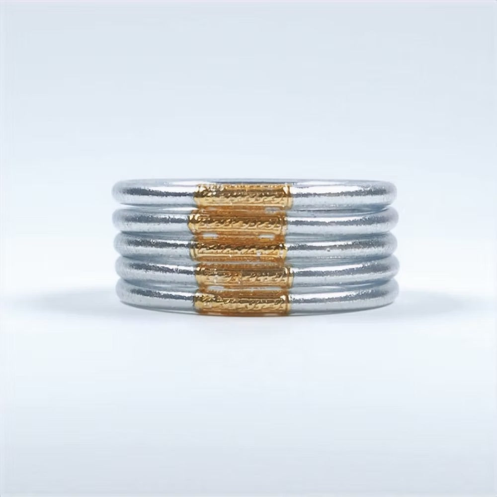 Bracelet Bouddhiste Silver & Mantra Gold