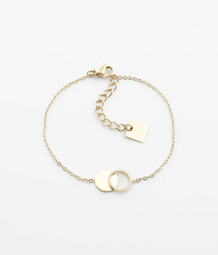 Bracelet Cantor Zag Bijoux en acier doré avec motif géométrique à deux cercles