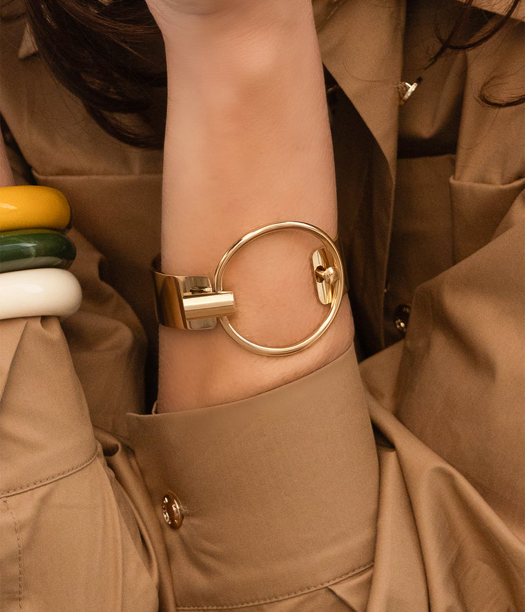 Bracelet Jonc Alwena Doré Porté