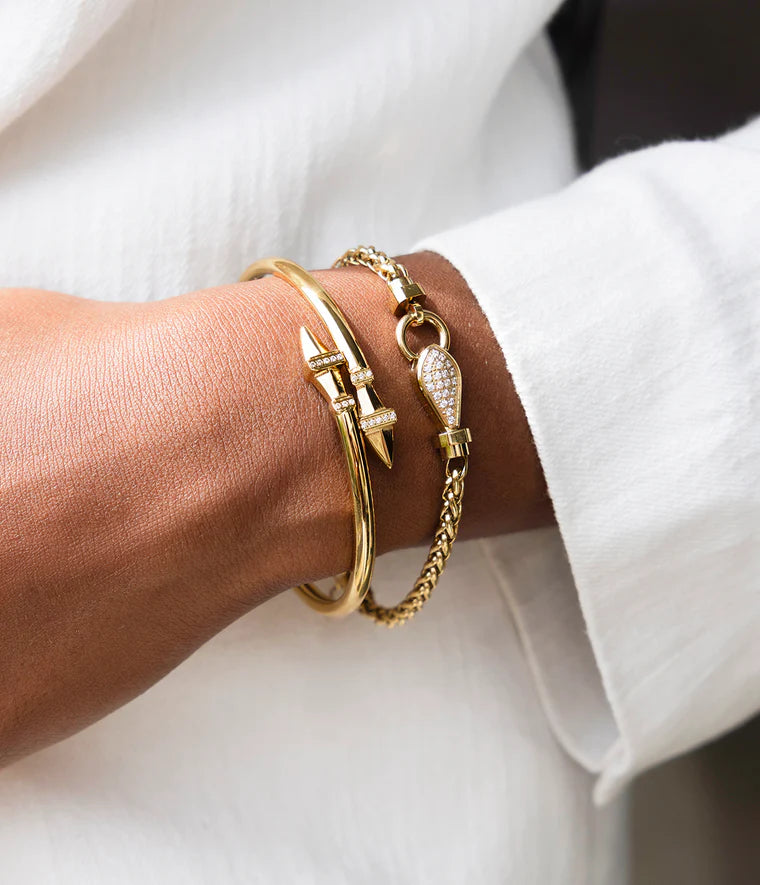 Bracelet Jonc Galine Zag Bijoux en acier doré