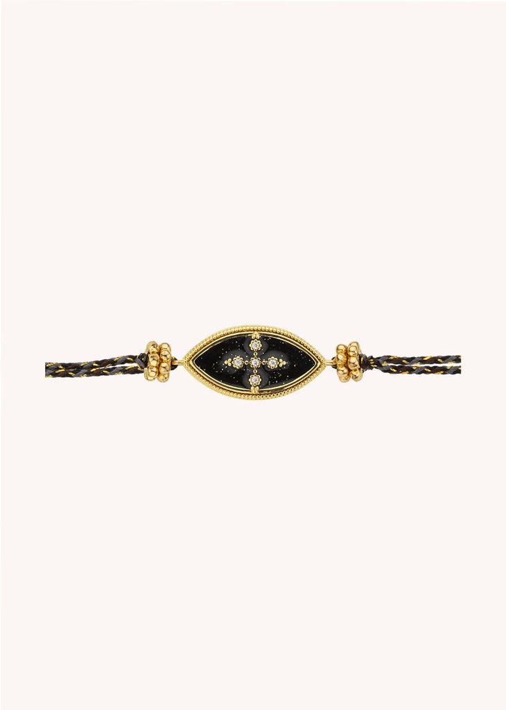 Bracelet MYA BAY Black Chennai Iris – Doré à l’or fin recyclé 24 carats & émail noir pailleté
