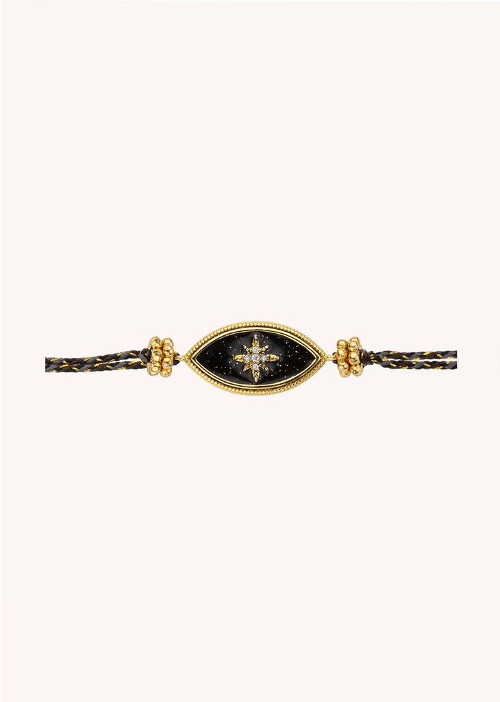 Bracelet MYA BAY Black Diwali Iris – Doré à l’or fin recyclé 24 carats & émail noir
