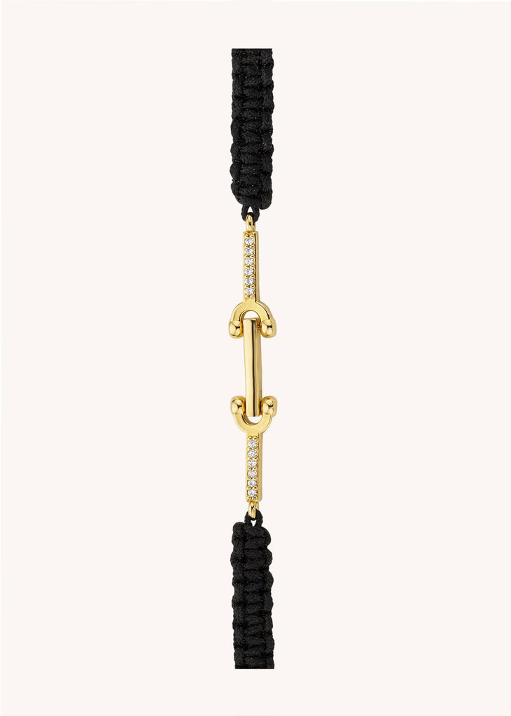 Bracelet MYA BAY Diwali Link – Or brossé & cordon noir ajustable