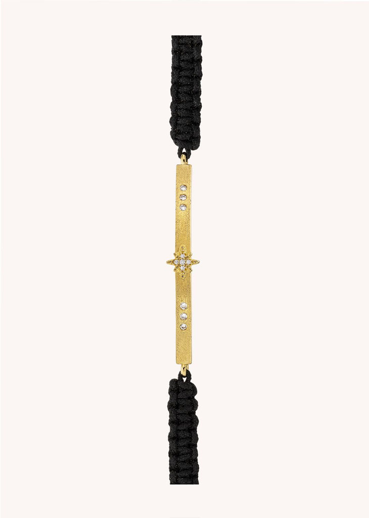 Bracelet MYA BAY Diwali Link – Or brossé & cordon noir ajustable
