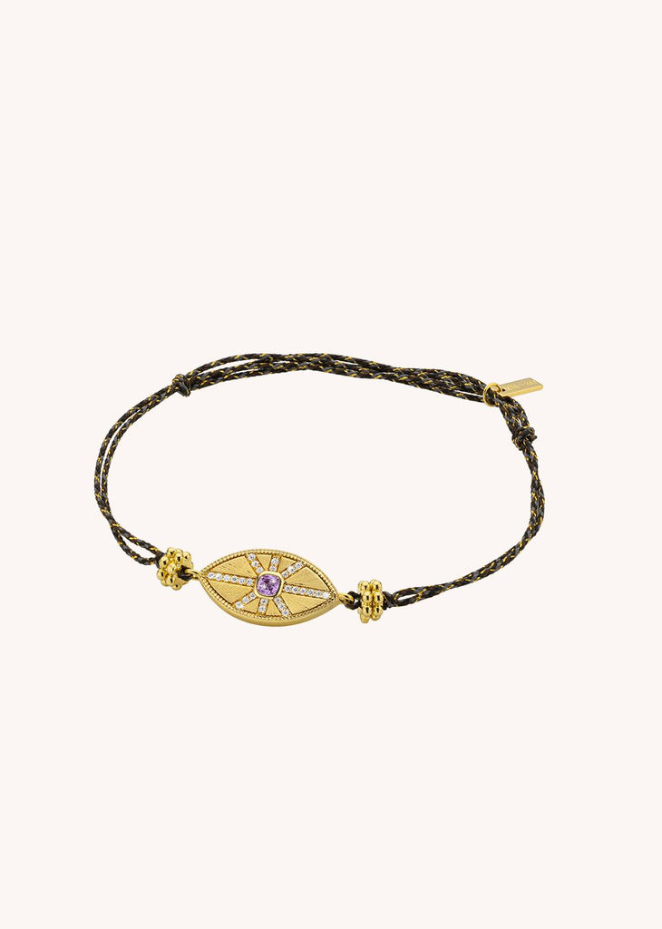 Bracelet MYA BAY Purple California Iris – Doré à l’or fin recyclé 24 carats & strass violet