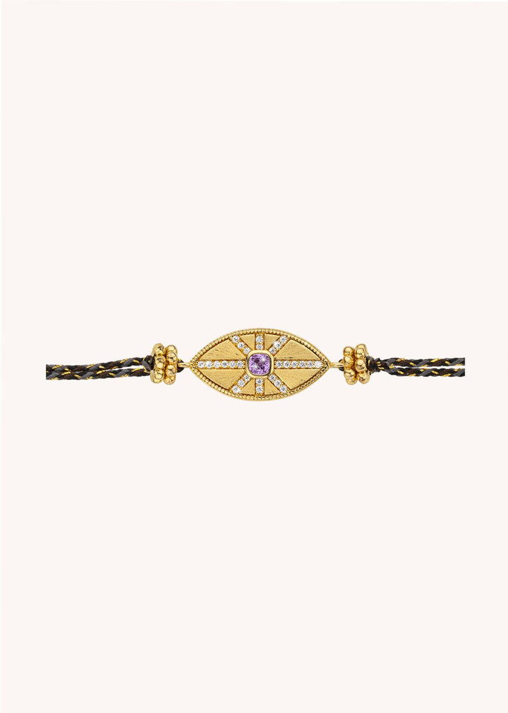 Bracelet MYA BAY Purple California Iris – Doré à l’or fin recyclé 24 carats & strass violet
