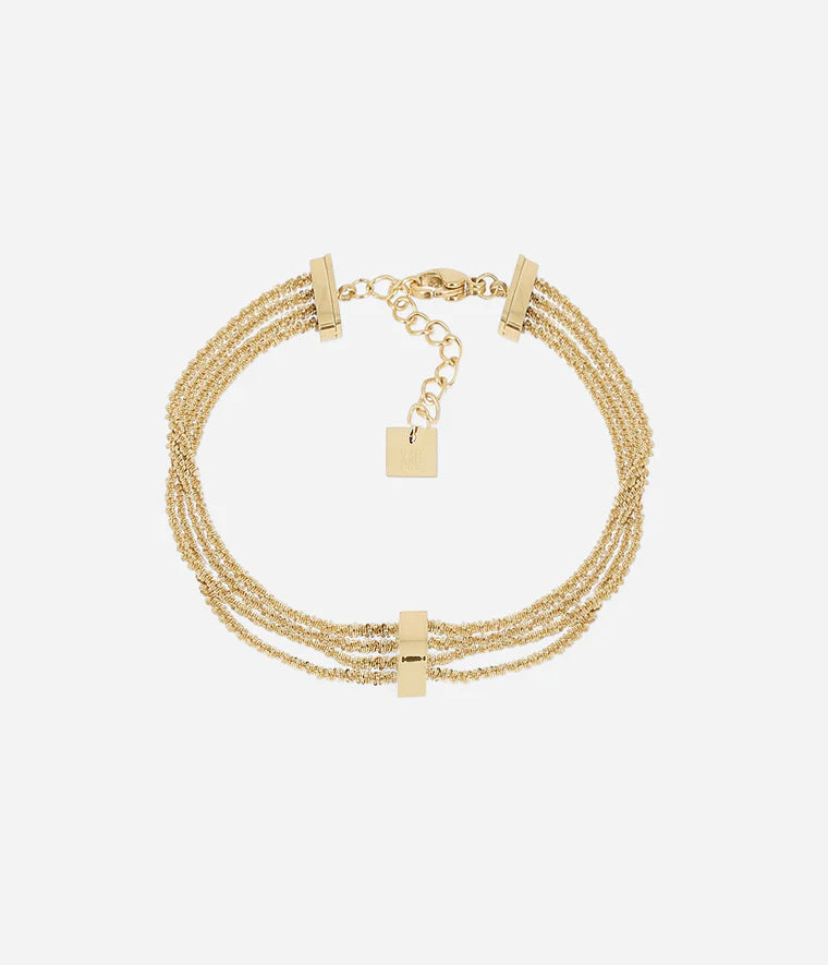 Bracelet Nero Zag Bijoux – Multi-rangs acier doré maille marguerite
